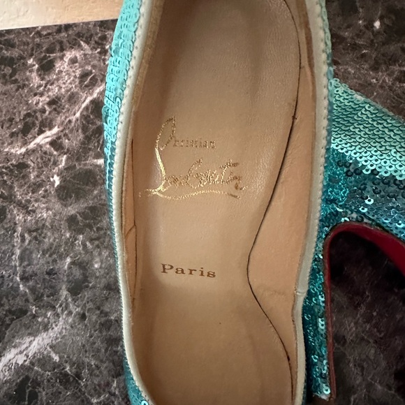 Authentic Christian Louboutin teal sequin pumps 35.5 worn once! - Picture 3 of 5